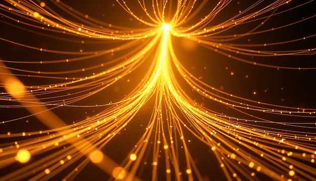 Glowing threads spiral outward in all directions from a central point The threads should glow
