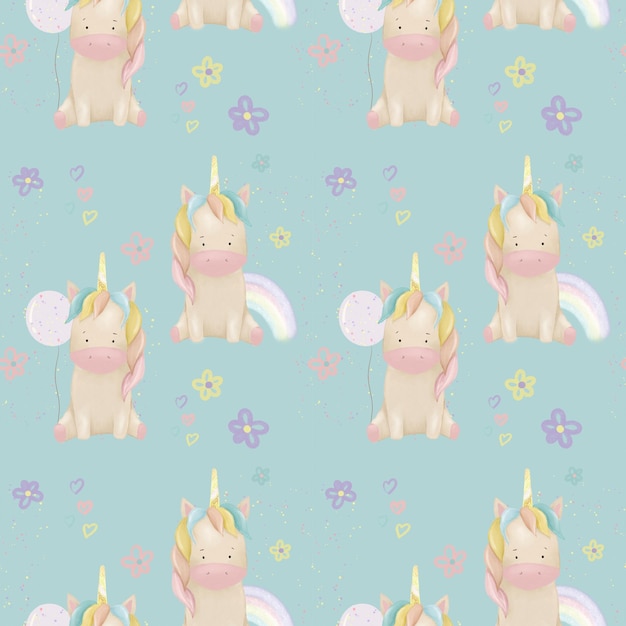 Gökkuşağı yeleli, masalsı sihirli unicorn, unicorn’lu kartpostal