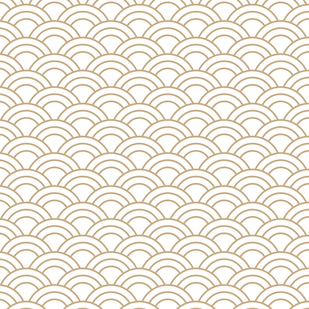 Gold Seigaiha Japanese wave pattern design element