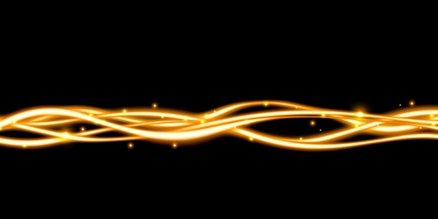 golden glow curve sparkling bokeh light emitting line 3d illustration