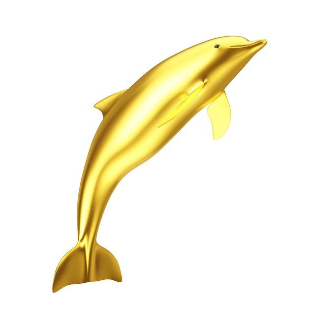 Golden Tursiops Truncatus Ocean or Sea Bottlenose Dolphin on a white background. 3d Rendering