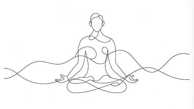 Gözleri Kapalı Meditasyon Yapan Bir Kişinin Sürekli Çizgi Çizimi