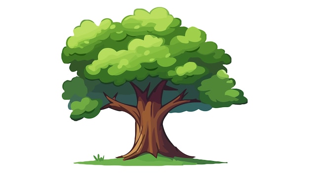 Green cartoon tree Vector illustration isolated on white background