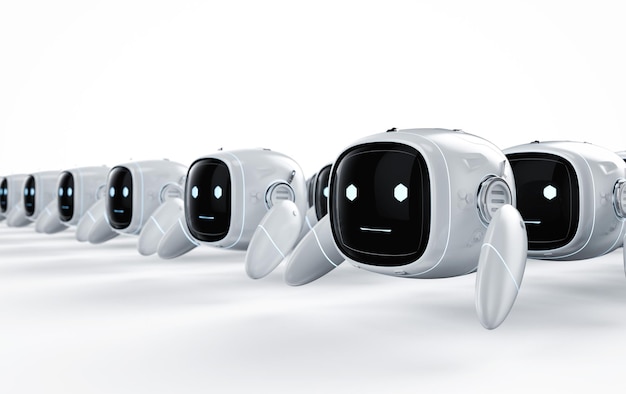 Group of cute assistant artificial intelligence robots no leg
