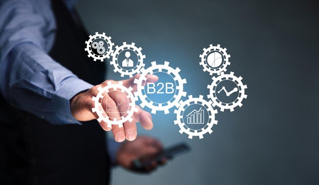 Hand holding a smartphone with B2B concept