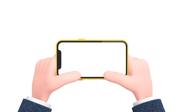 Hand holding mobile phone or smartphone isolated with blank screen for mockup template
