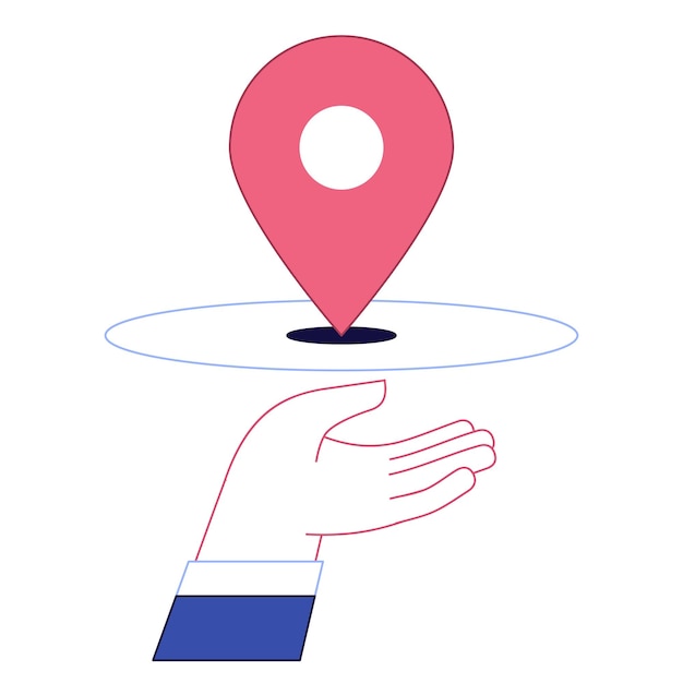 Hand with pin point icon