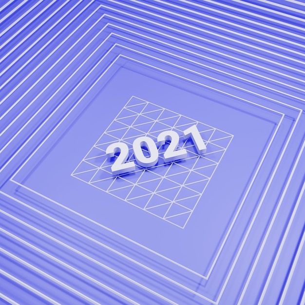Happy new year 2021 3d rendering