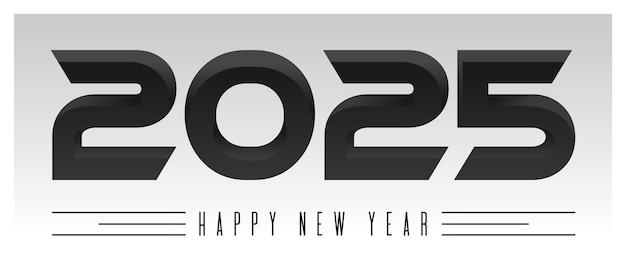 Happy New Year 2025 strict monochrome design Creative design of 2025 typography
