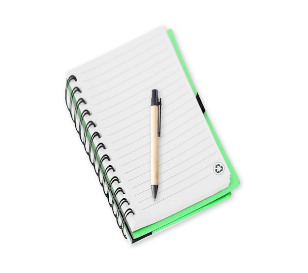 High angle view of pen on book against white background
