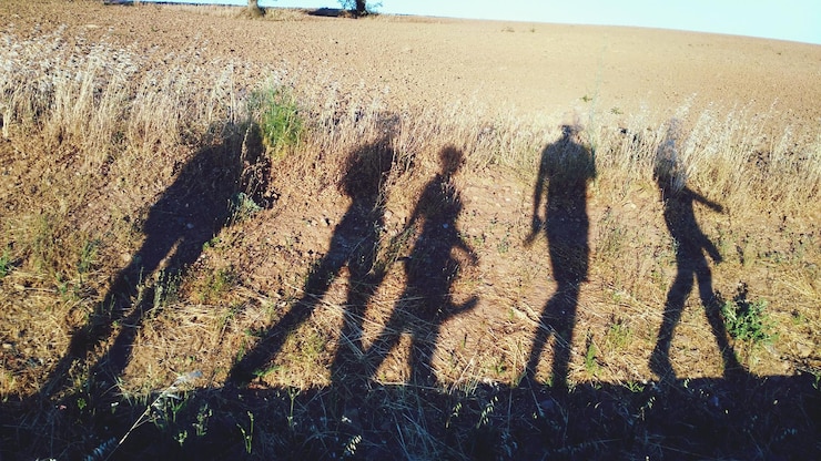 Fotoğraf high angle view of people shadow on field