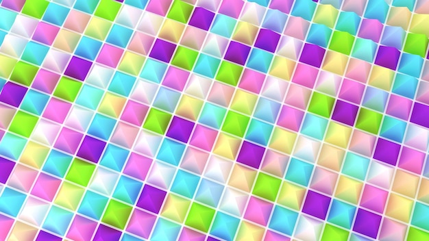 Holografik piramitler arka planı 3D illüstrasyon Çok renkli duvar kağıdı Pürüzsüz pastel doku Sivri uçlar soyut Keskin nesneler 3D render arka plan