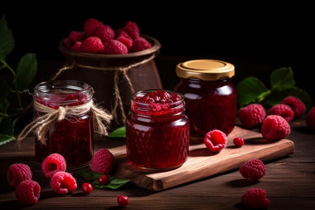 Homemade raspberry jam jar Generate Ai