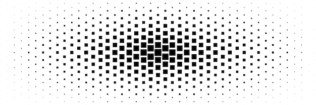 horizontal halftone of black square design for pattern and background