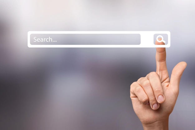 Human hand and internet search page