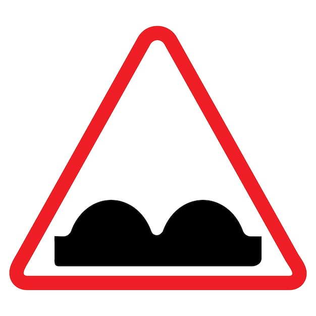 Hump or Rough road warning sign red triangle black arrow traffic symbol Cautionary Road Sign