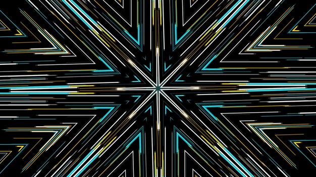 hypnotic abstract kaleidoscope with moving neon rows of lines changing their color animation live abstract colorful kaleidoscope pattern