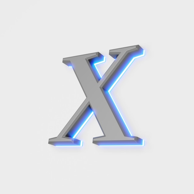 Illustration of glowing letter on white background. 3d illustration