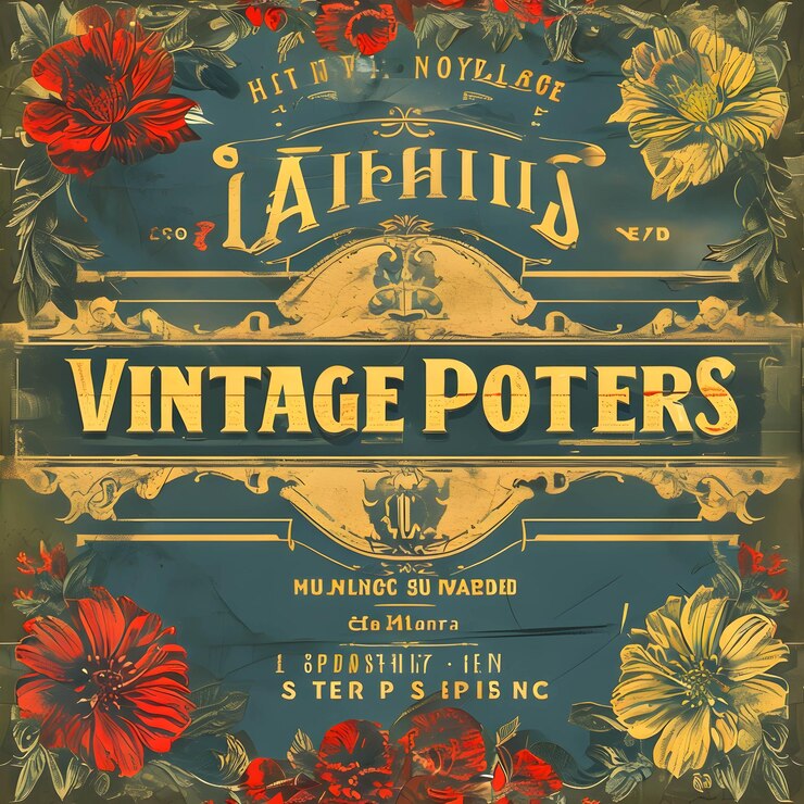 Fotoğraf illustration with vintage poster template