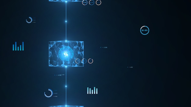 isometric digital blocks square code big data connection