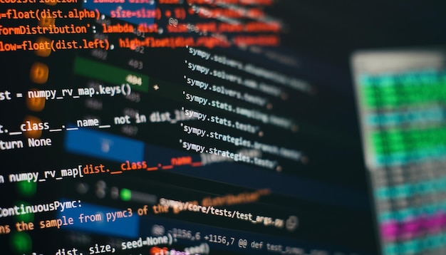 IT business Python code computer screen Mobile application design Concept