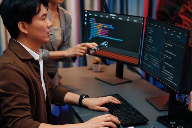 It developers discussing with point website coding system infobahn