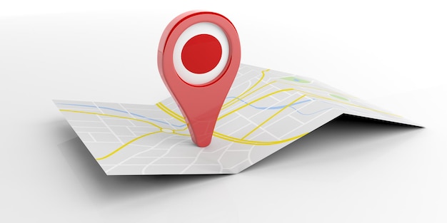 Japan map pointer on white background 3d illustration