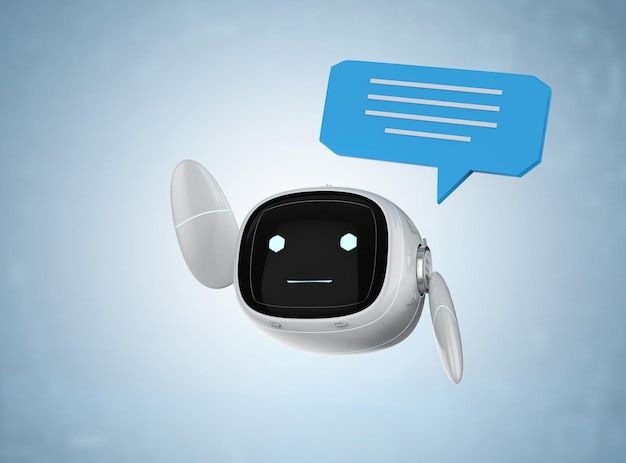 Konuşma balonuyla chat yapan chatbot veya asistan robot