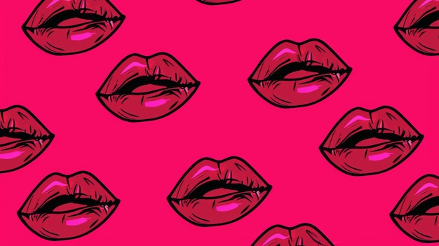 Lips Rotation Pattern Pop Art Flicker Loop Animation Loop Magenta Background Pop art concept