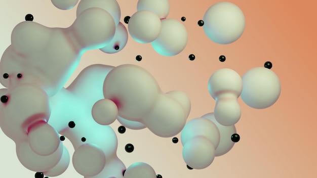 Liquid fluid abstract animated white metaball floating spheres blobs drops bubbles in transition