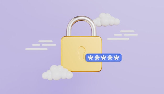 Lock and password field Password protected secure login concept
