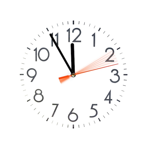 Low angle view of clock on white background