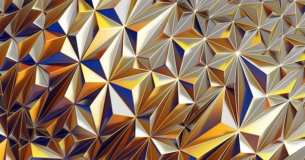Low poly polygonal pattern. Iridescent shiny background abstract with copy space 3d render illustration