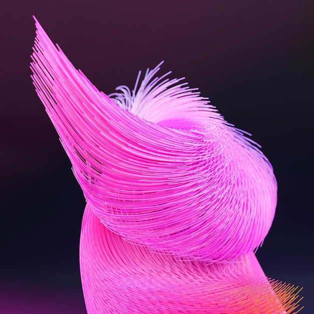 Magenta swirly lines forming an abstract futuristic shape 3D render cyber background