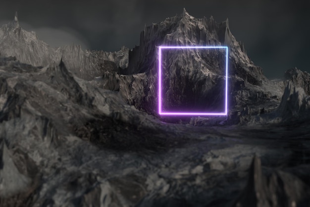 magical peak with misty fog 3d rendering