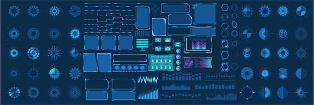 Mega set Fütüristik Hud öğeleri Fütüristik sanal grafik dokunmatik kullanıcı arayüzü