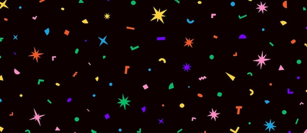 Memphis wallpaper on black background Vector Illusration 10 eps