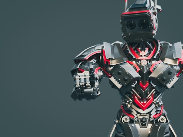 Metaverse dijital siber dünya teknolojisine sahip gelecek robotu. 3D render