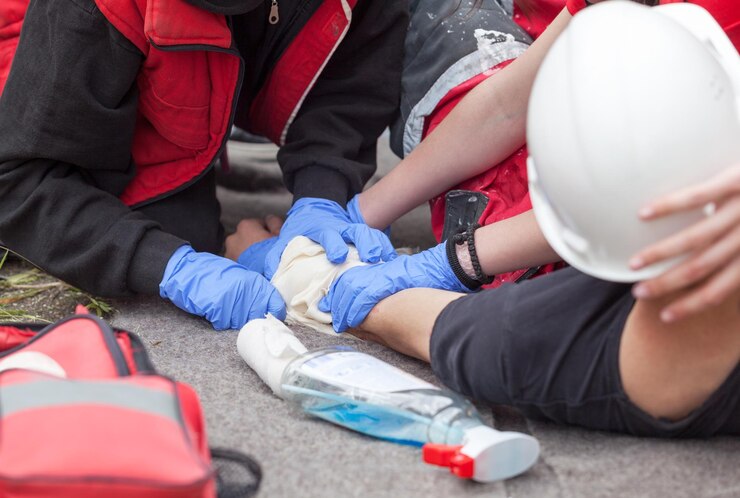 Fotoğraf midsection of man cleaning blood on person hand