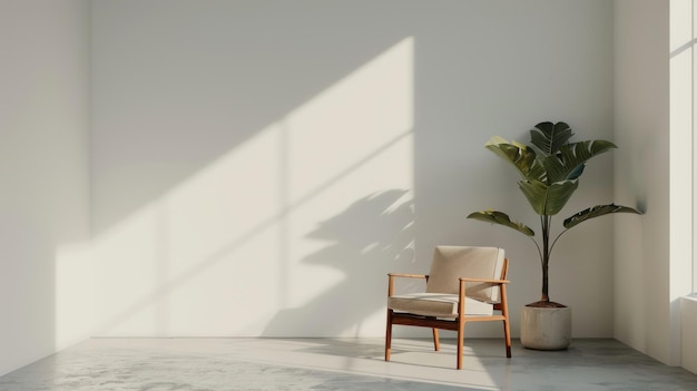 Minimalist Interior Design with Sunlight Streaming Through a Window