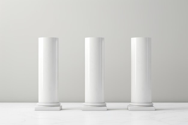 Minimalistic Product Showcase Elegant Display with Three White Columns on a Light Background