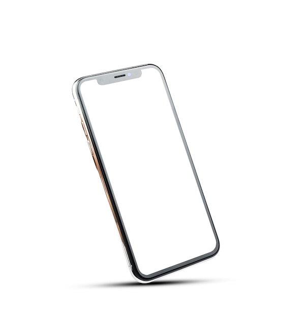 mobile smart phone on white background technology mobile phone screen mockup design on isolate with clipping path