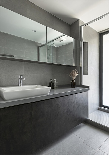 Modern Gray Minimalist Bathroom