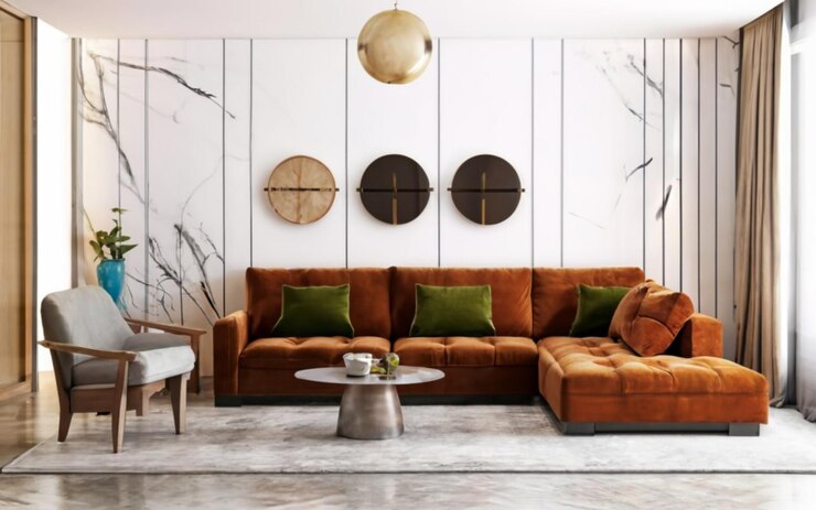 Modern interior japandi style design livingroom Lighting and sunny scandinavian apartment