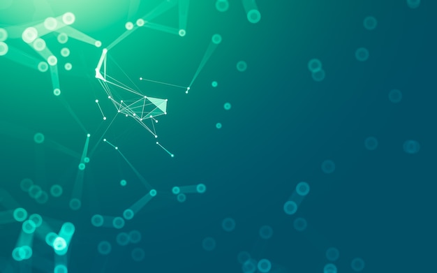Molecules technology with polygonal shapes, connecting dots and lines