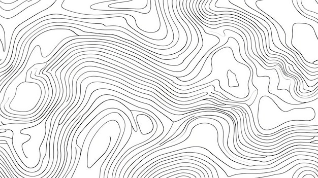 Monochrome topographic map lines or abstract wavy contours