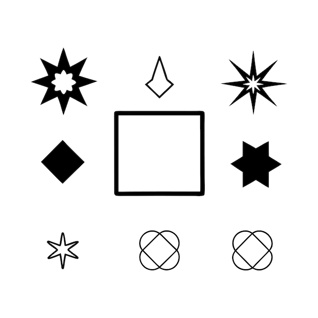 Monochrome Y2K Minimalistic Black and White Icon Collection