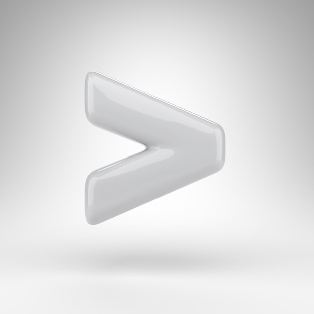 More than symbol on white background. White plastic 3D rendered sign with glossy surface.