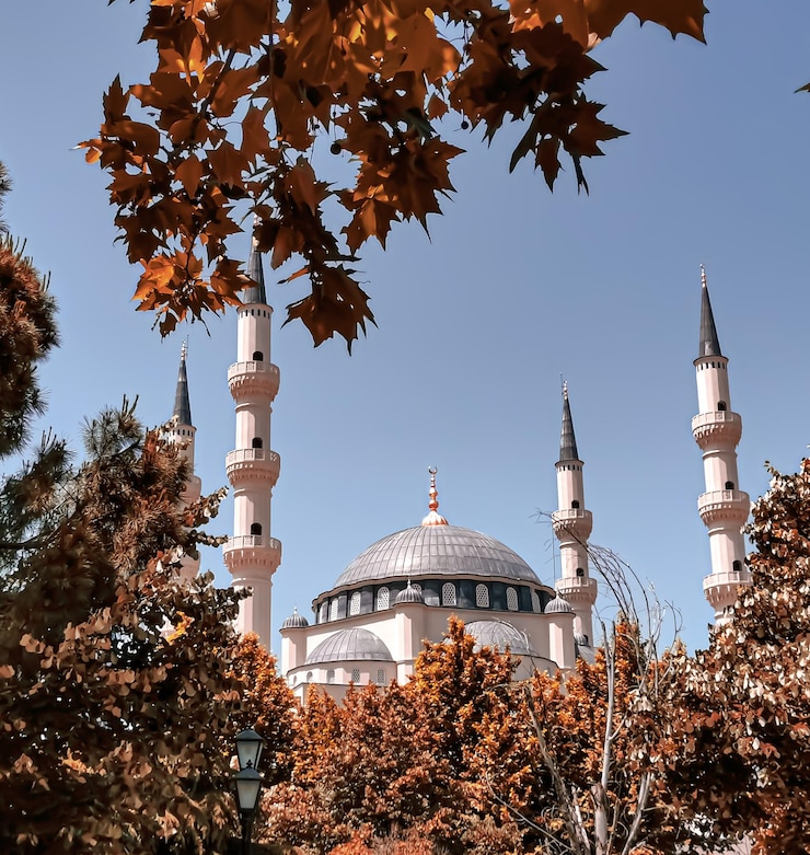 Fotoğraf mosque in the middle of trees