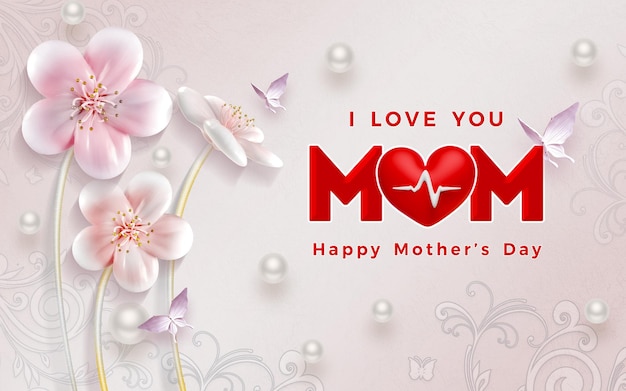 mother's day greeting card with beautiful background happy mother`s day best mom ever greeting card